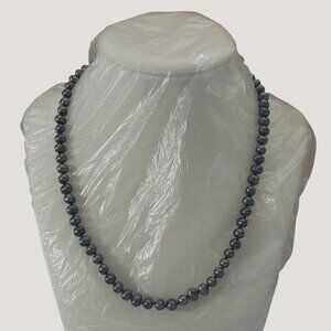 Vintage Black Freshwater 18 inch Pearl Necklace 925 Sterling SiverLobster Clasp